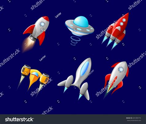 Vector Spaceship Ufo Vector Set Cartoon Stock Vector Royalty Free