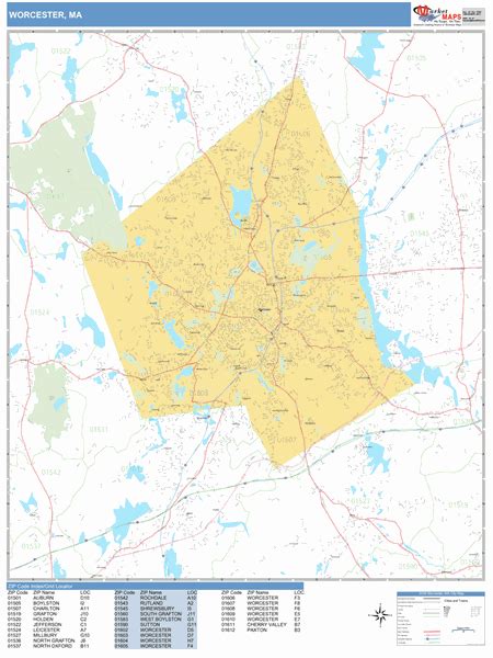 Worcester Zip Code Map Map Vectorcampus Map