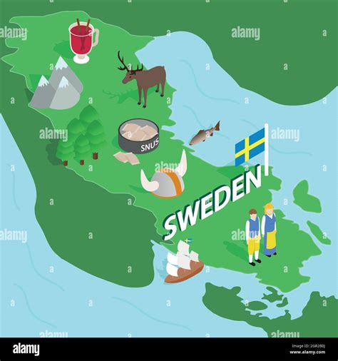 Sweden Map Isometric 3d Style Stock Vector Image And Art Alamy