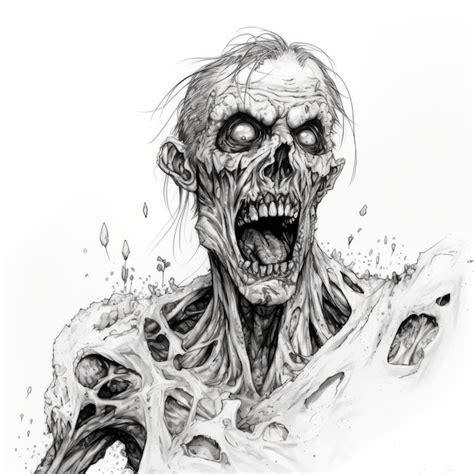 Dessin D Taill De Lineart Zombie Avec Art Comique D Versant Photo