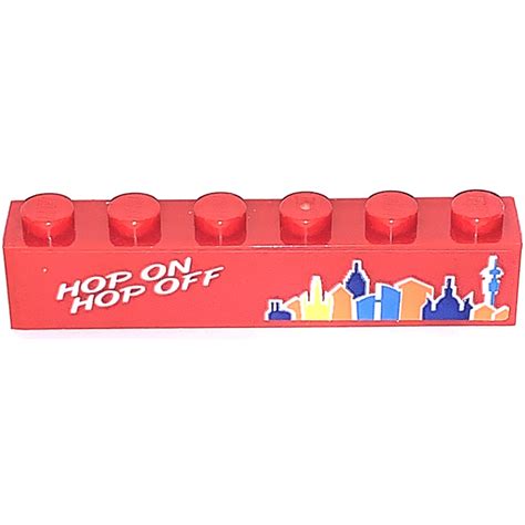 LEGO Brick 1 X 6 With Skyline And Hop On Hop Off Sticker 3009 Brick