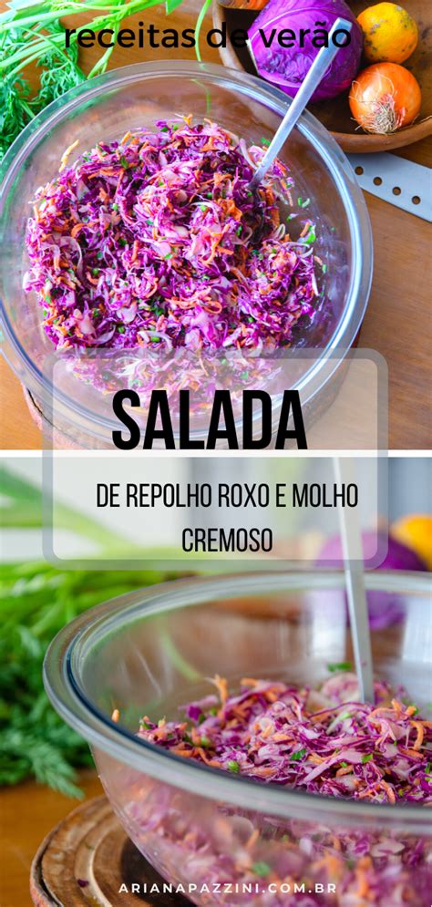 Salada leve e colorida de repolho roxo e cenoura finalizará um