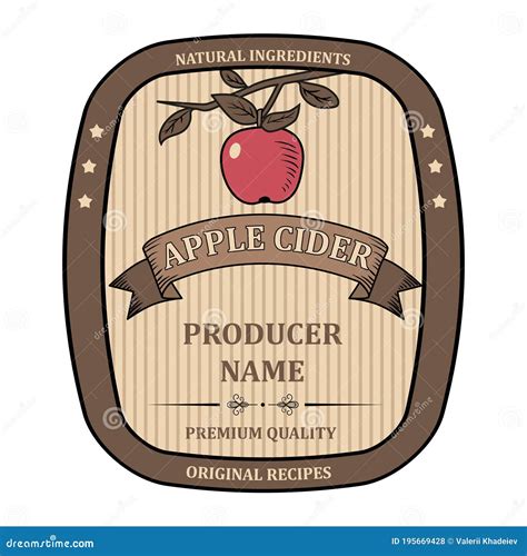 Label for Apple Cider Template Retro Vector Isolated Stock Vector ...