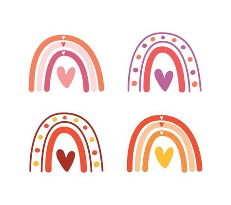 Cartoon rainbow. Hand drawn color arc vector illustration set. 20435217 ...