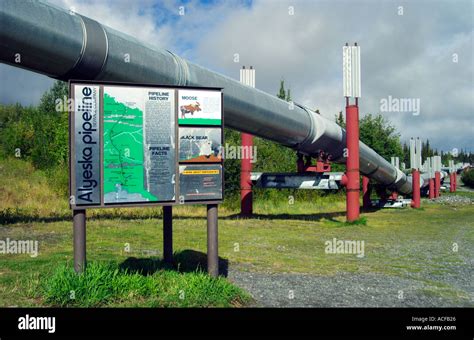 The Alaska Pipeline Called Alyeska Pipeline Above Ground Along The