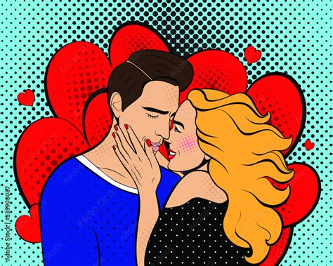 Poster For Valentines Day Sexy Pop Art Woman With A Man Vector