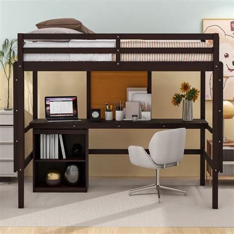 Twin Size Loft Bed With Desk And Writing Board Bedroom Furniture At