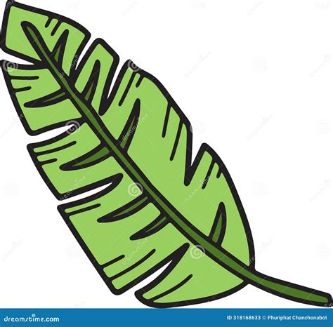 A Leafy Plant With A Black Outline Stock Vector Illustration Of