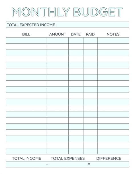 Monthly Bills Printable