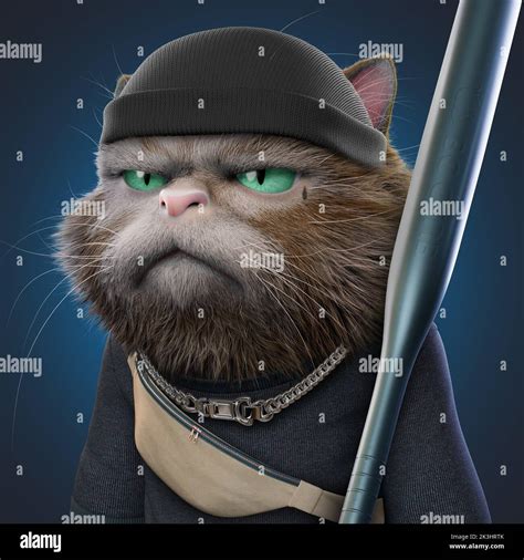 3d Nft Collection Character Angry Cat Gang Stock Photo Alamy