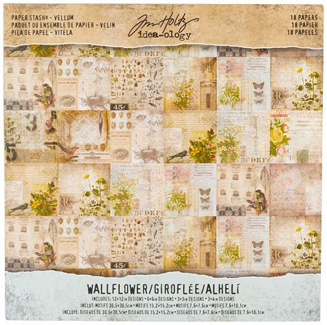 Buy Tim Holtz Idea Ology Paper Stash Vellum Wallflower 18 Sheet Pack