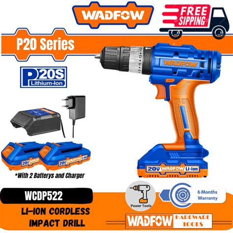 Wadfow Li Ion Cordless Impact Drill Pcs Ah Battery Charger