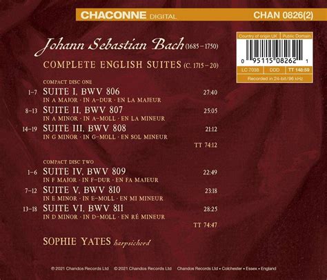 Johann Sebastian Bach Englische Suiten Bwv Cds Jpc