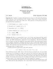 Econ 391 Assignment 2 Pdf UNIVERSITY OF WATERLOO Department Of