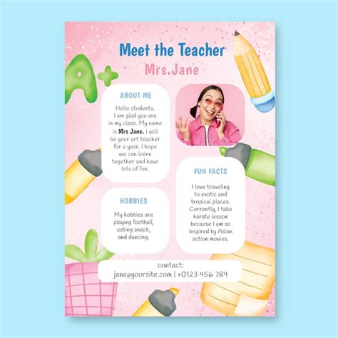 Free Vector Watercolor Meet The Teacher Template Design