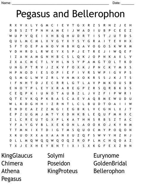 Pegasus And Bellerophon Word Search Wordmint