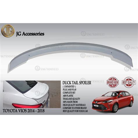 TOYOTA VIOS GENERATION 3 2014 2018 REAR SPOILER WING DUCKTAIL DUCK TAIL