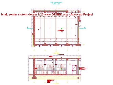 Islak zemin sistem detayı 1 20 dwg projesi Autocad Projeler