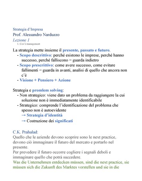 Riassunto Strategia Strategia Dimpresa Prof Alessandro Narduzzo