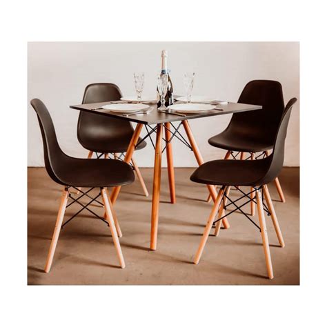 Mesa Eiffel Quadrada 80X80Cm 04 Cadeiras Eiffel Preta em Promoção