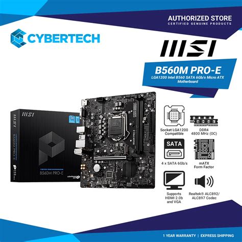 MSI B560M Pro-E LGA1200 Intel B560 Sata 6gb/S Micro ATX Motherboard ...
