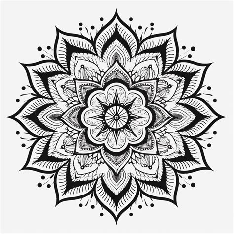 No Shading Boho Mandala No Shading Lines And Dots Black Simple