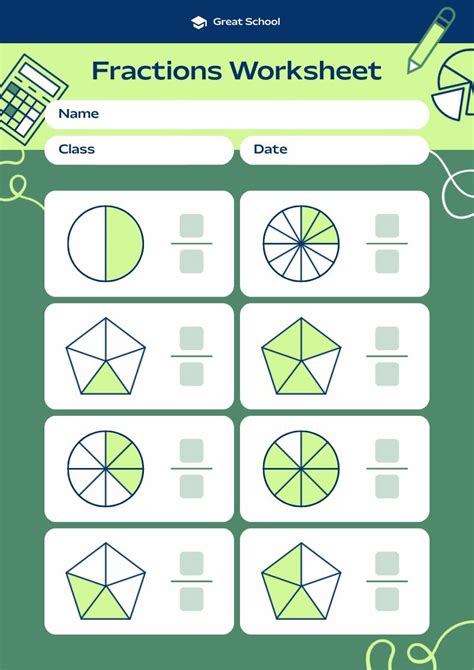 Fractions Worksheet Piktochart