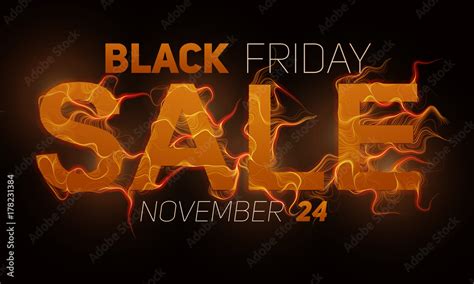 Vector Black Friday Sale Text With Orange Fire Flames Background Wavy