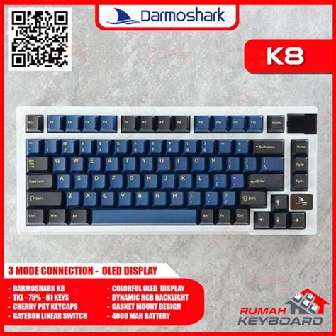 MECHANICAL KEYBOARD DARMOSHARK K8 75 RGB 3 MODE OLED DISP