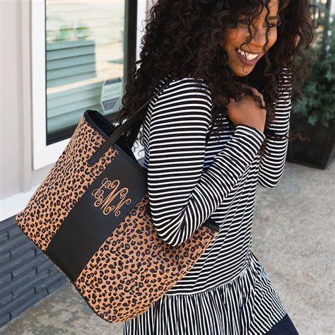 Monogrammed Leopard Print Tote Bag Marleylilly