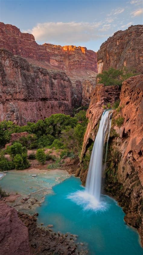 Havasu Falls Before Sunset View From Above Grand Canyon Supai