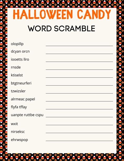 Halloween Word Scramble Answers