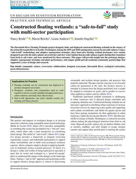 Pdf Constructed Floating Wetlands A Safe‐to‐fail” Study With Multi