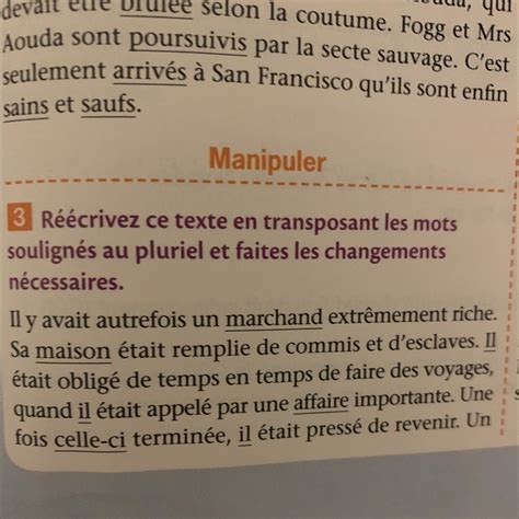 3 Réécrivez ce texte en transposant les mots soulignés au pluriel et