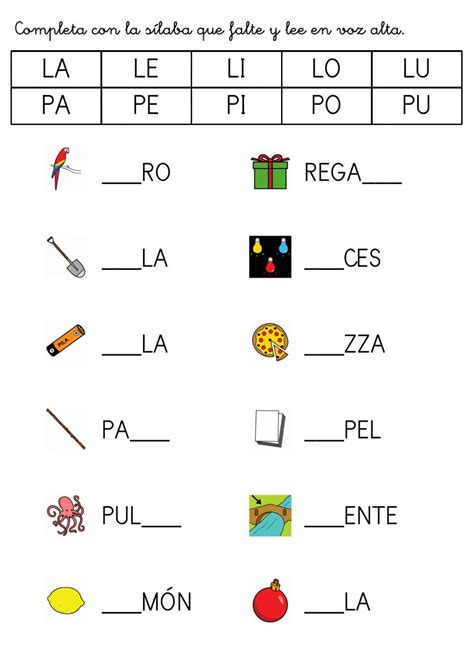 Completa Con La S Laba Que Falte Worksheet Spanish Class School