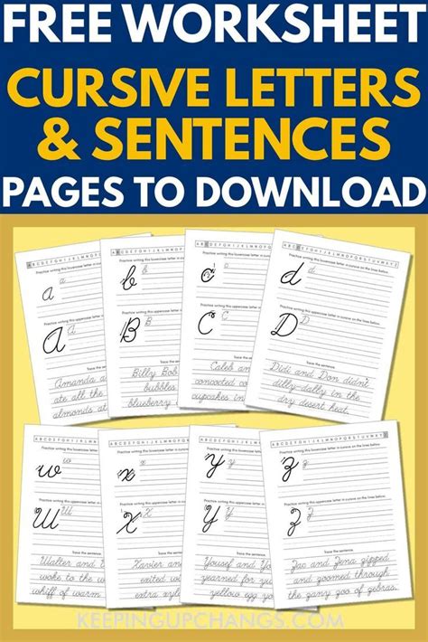 Free Fun Alphabet Sentences Cursive Worksheet Printables Pdf Alphabet