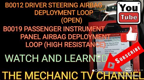 B0012 Driver Steering Wheel Airbag Deployment Loopopenano Ang