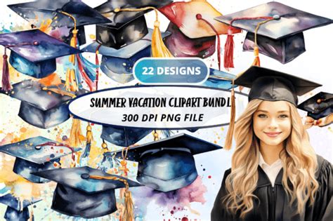 Watercolor Graduation Clipart Bundle Graphic By Regulrcrative · Creative Fabrica