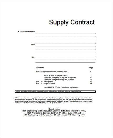 Supply Contract Templates Free Word Pdf Apple Pages Google