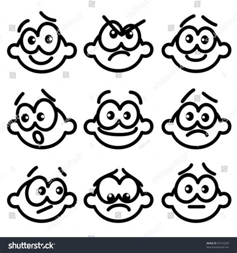 Nine Drawn Persons Different Emotions Stock Vector 33153238 - Shutterstock