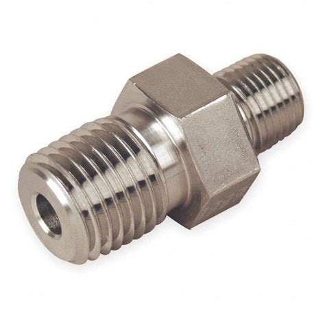 Parker 316 Stainless Steel Hex Nipple Mnpt 1 2 In X 1 4 In Pipe Size