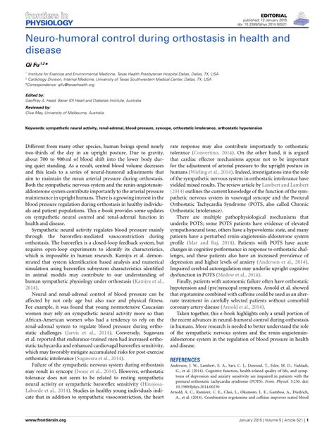 Pdf Neuro Humoral Control During Orthostasis In Health And Disease