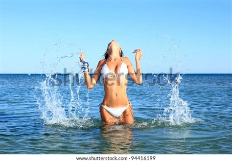 Sexy Bikini Model Having Fun Ocean Stock Photo Shutterstock
