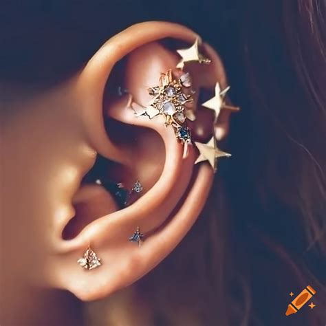 Curly Brown Hair With Star Shaped Earring