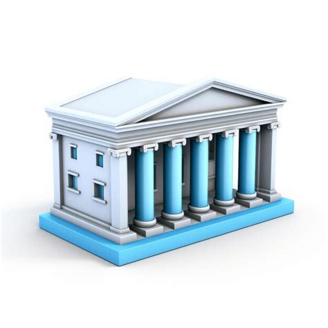 Premium Photo D Bank Building With Blue Columns On White Background