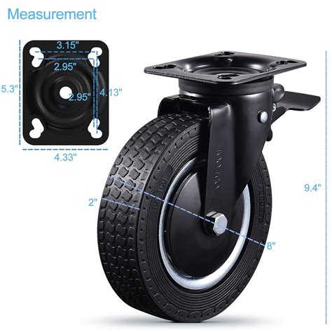 Juego De Ruedas Giratorias Industriales De Pulgadas Con Freno De