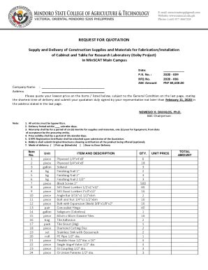 Fillable Online Supply And Delivery Of Construction Supplies And