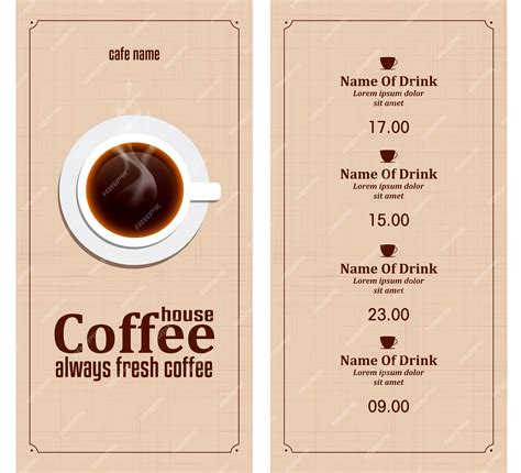 Premium Vector | Coffee house menu with a cup always fresh coffee cafe ...