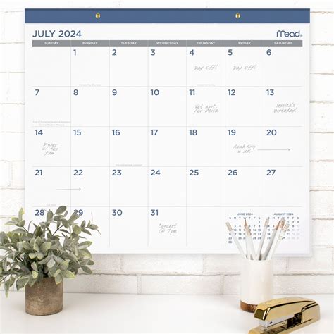 Mead Core Academic Monthly Desk Pad 21 3 4 X 17 White July 2024