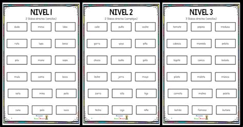 Plantillas De Diferentes Niveles Para Ejercitar La Agilidad Lectora